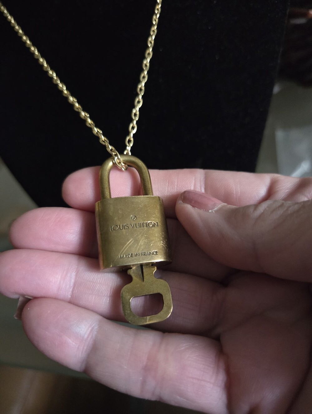 Louis Vuitton Brass Padlock & Key Pendant Necklace #315 - Picture 2 of 6
